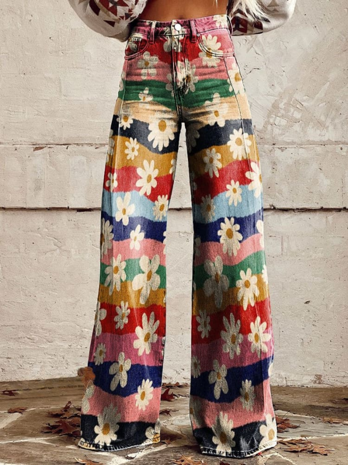 Katherine | Retro Floral Wide Leg Pants