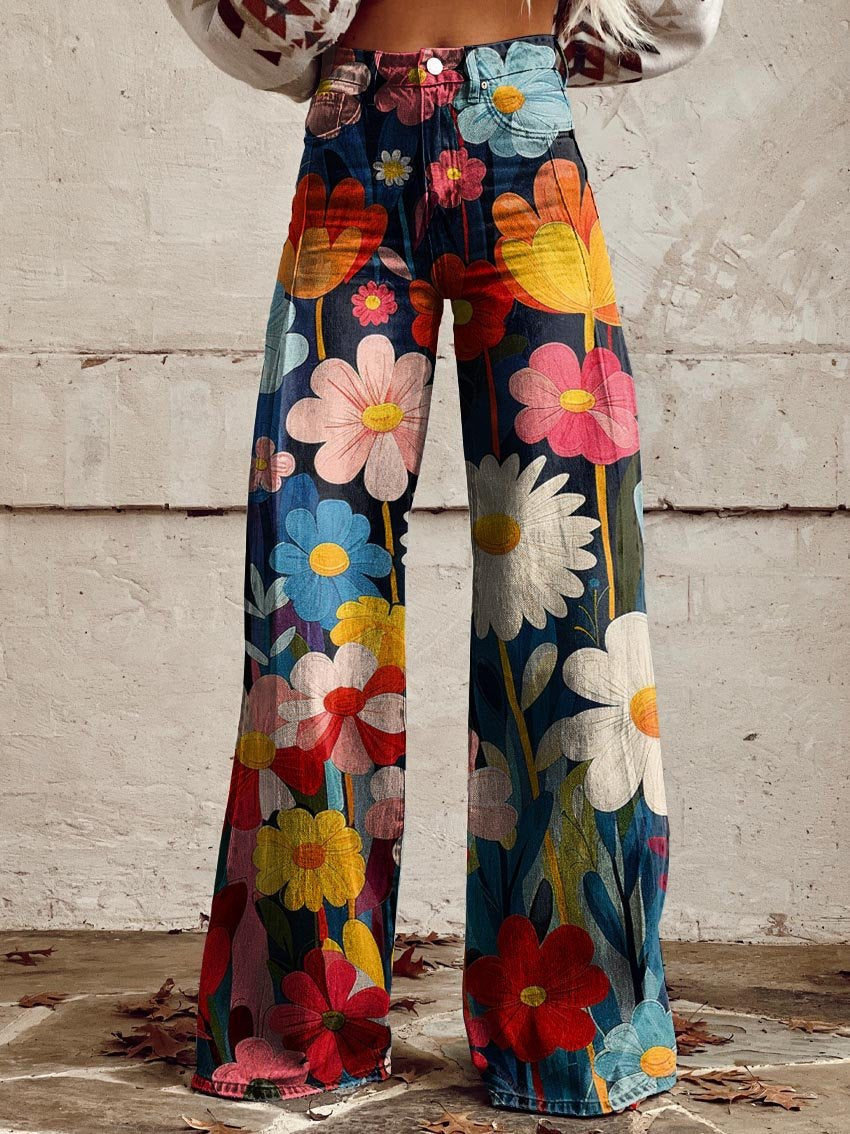 Atasha | Wide Leg Floral Trousers