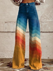 Estela | Retro Chevron Wide Leg Pants