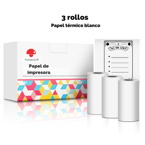 3 Rollos - Papel Térmico para Impresión de Bolsillo